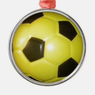 Yellow and black Football. Metal Ornament