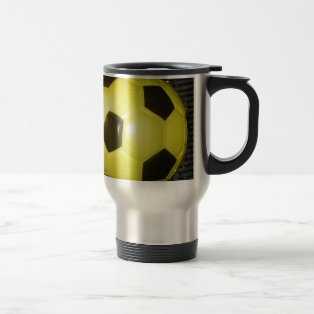 Yellow and black Football. Travel Mug (Right)