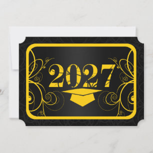 Yellow and Black Frame Graduation Invitation