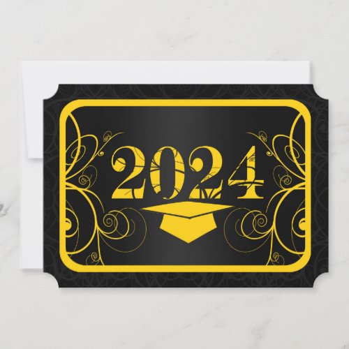 Yellow and Black Frame Graduation Invitation