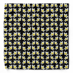 Yellow And Black Frangipani Pattern,    Bandana
