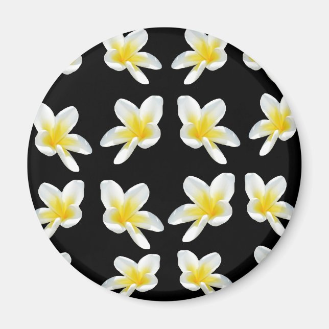 Yellow And Black Frangipani Pattern, Magnet (Front)