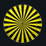 Yellow and Black Funky Sun Rays Retro Stripes Dartboard With Darts<br><div class="desc">Yellow and Black Funky Sun Rays Retro Stripes. Design is available on other products.</div>