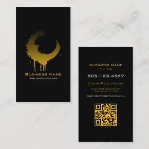 Yellow and Black Gradient Paint Swirl Design Business Card