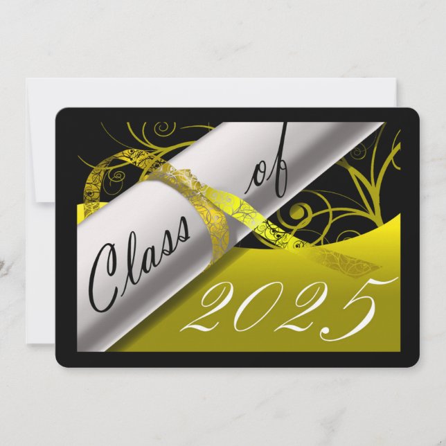 Yellow and Black Graduation Announcement (Front)