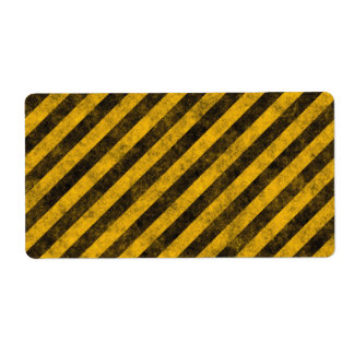 Yellow and Black Hazard Stripes Texture Label