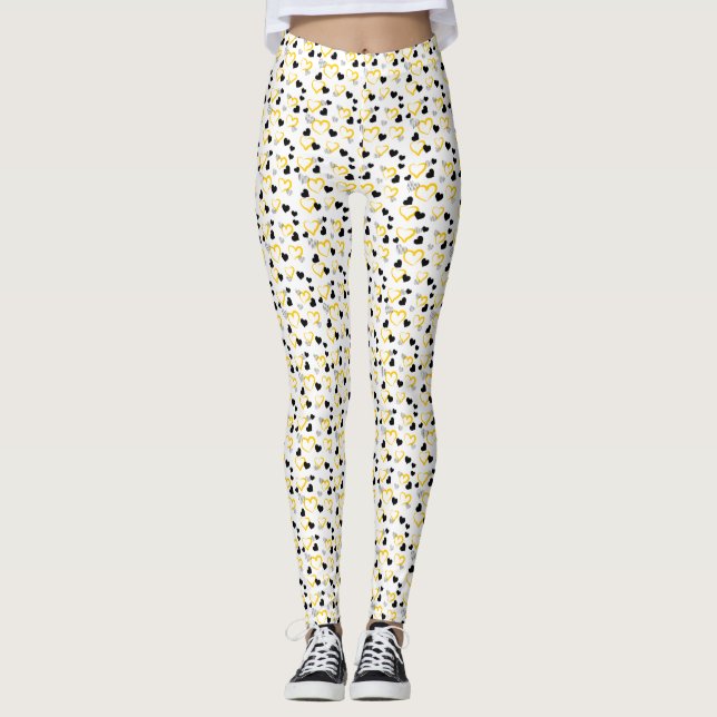 yellow and black hearts leggings (Front)