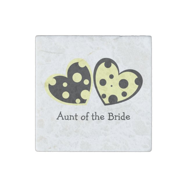 Yellow And Black Hearts Stone Magnet (Front)