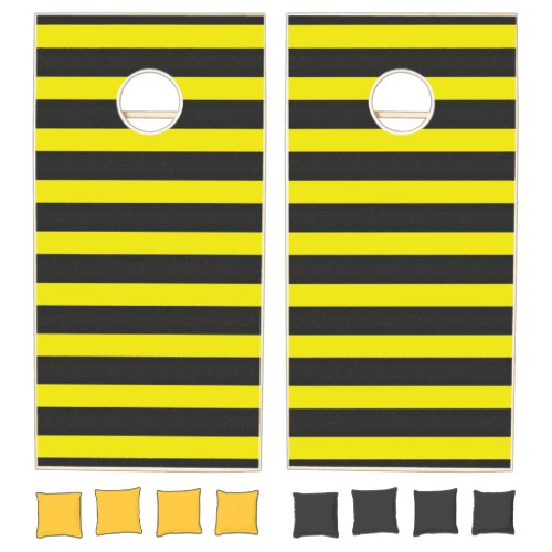 Yellow and Black Honey Bee Color Stripes Cornhole Set