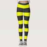 [ Thumbnail: Yellow and Black Honey Bee Inspired Leggings ]