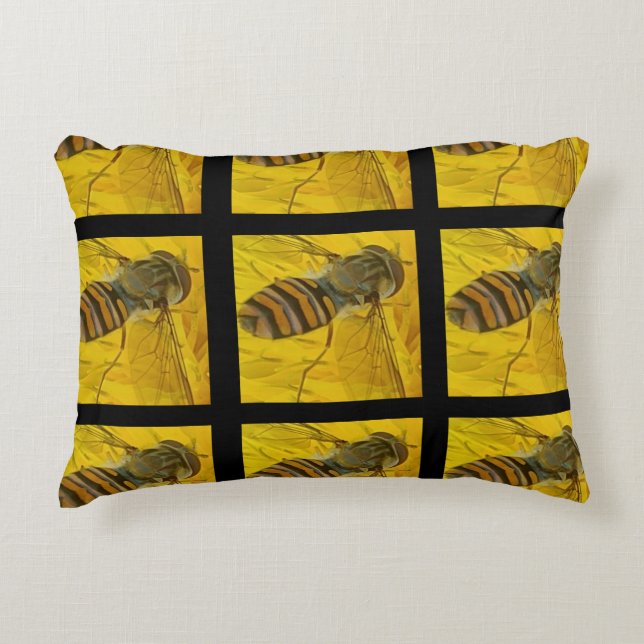 Yellow And Black Insect Accent Pillow (Front)
