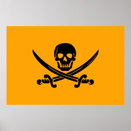 Yellow and Black Jolly Roger Pirate Flag Poster