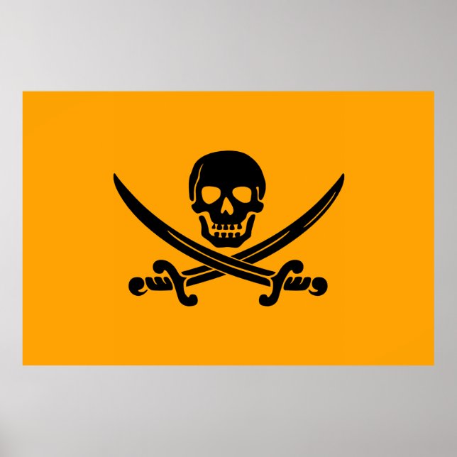 Yellow and Black Jolly Roger Pirate Flag Poster (Front)