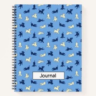 Yellow and Black Lab Puppies Blue Custom Large Notebook