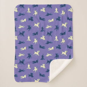 Yellow and Black Lab Puppies on Purple Background  Sherpa Blanket