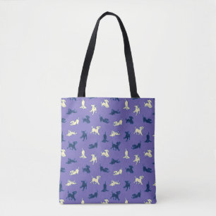 Yellow and Black Lab Puppies on Purple Background Tote Bag