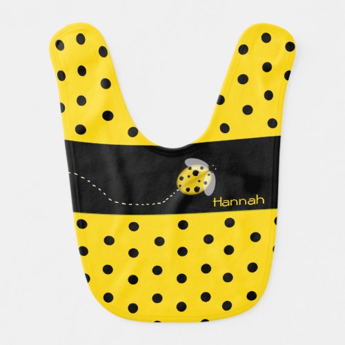 Yellow and Black Ladybug Custom Baby Bib