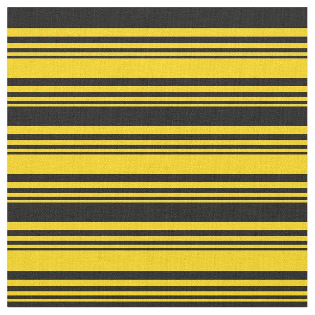 Yellow and Black Lines Pattern Fabric (Close Up)