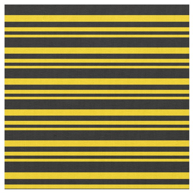 Yellow and Black Lines Pattern Fabric (Close Up)