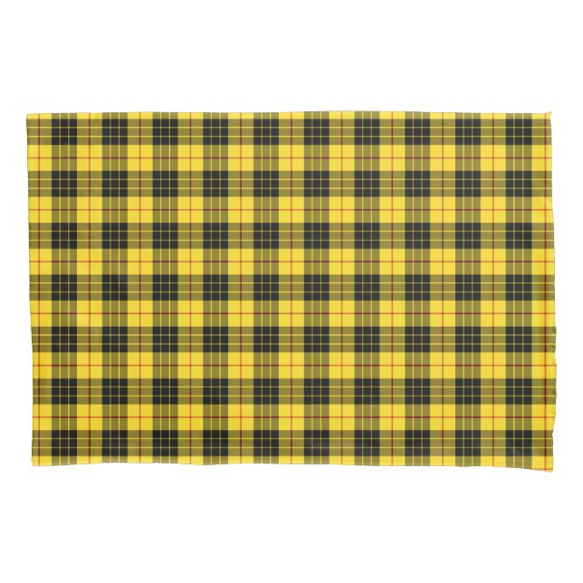 Yellow and Black MacLeod Clan Scottish Plaid Pillow Case (Front)