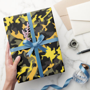 Yellow and Black Military Wrapping Paper
