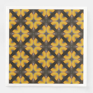 Yellow and Black Modern Hipster Paper Dinner Napkins