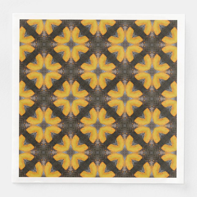 Yellow and Black Modern Hipster Paper Dinner Napkins (Front)