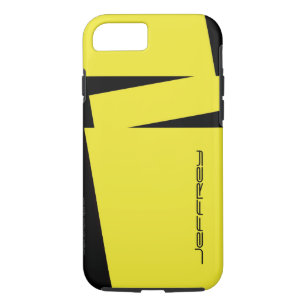 Yellow and Black Modern Minimalist Stripe, Name iPhone 8/7 Case
