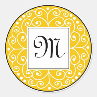 Yellow And Black Monogram Sticker