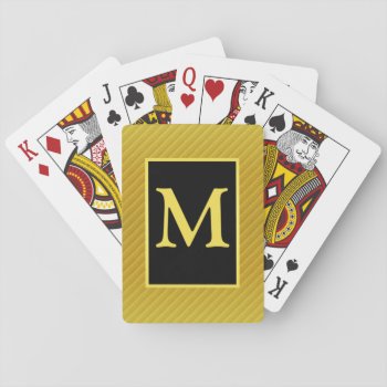 Yellow And Black Monogrammed Playing Cards by sagart1952 at Zazzle