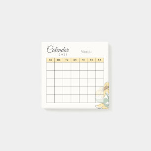 Yellow and Black Monthly Planner Calendar  Post-it Notes
