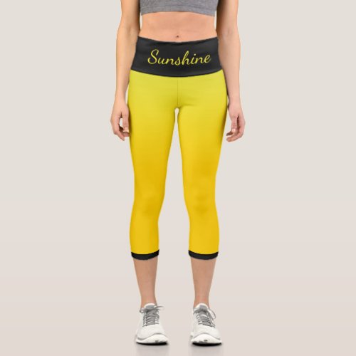 Yellow and Black Name Template Capri Leggings