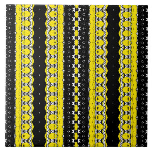 Yellow and Black Pattern Ceramic Tile