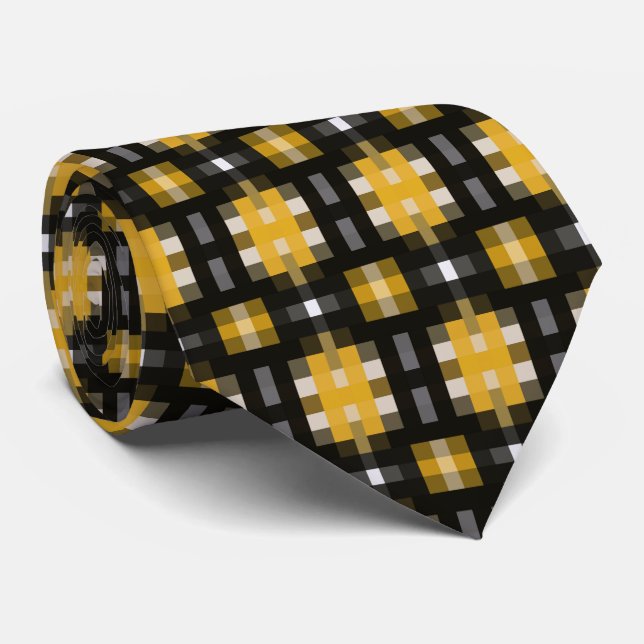 Yellow and Black Pattern Neck Tie (Rolled)