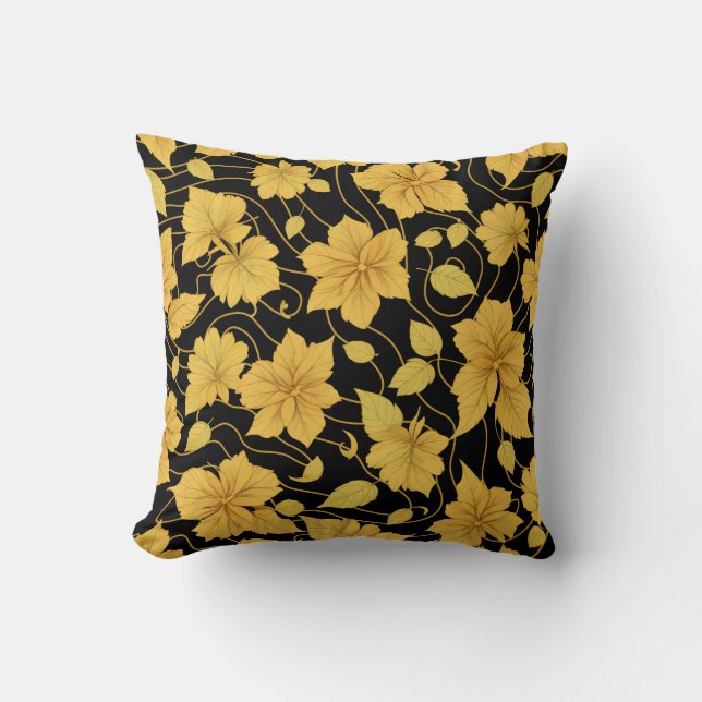 Yellow and black pattern  throw pillow (Front)