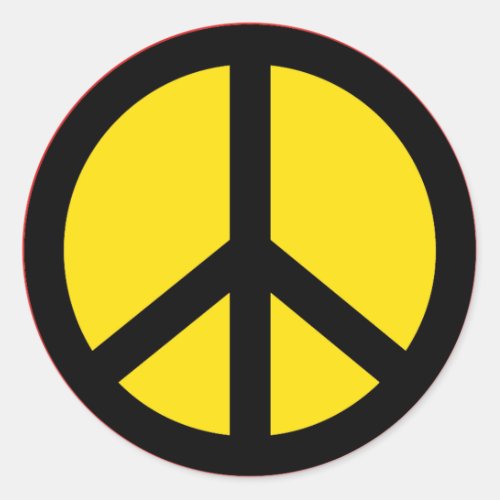 YELLOW AND BLACK PEACE SIGN STICKER
