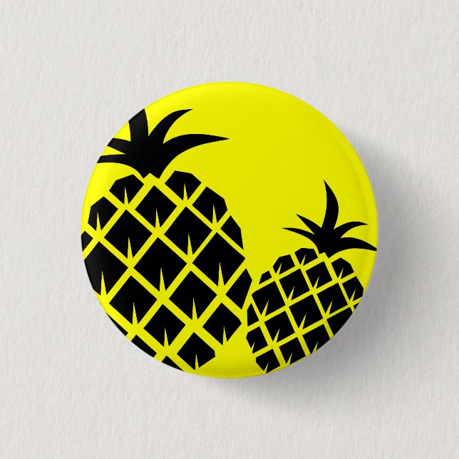 Yellow and Black Pineapples Pinback Button (Front)