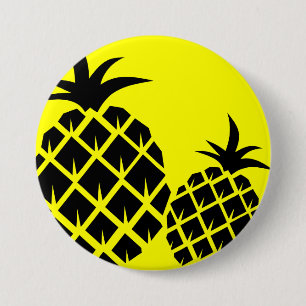 Yellow and Black Pineapples Pinback Button