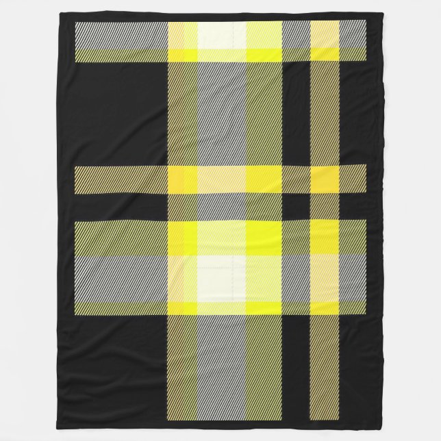 Yellow and Black Plaid Fleece Blanket (Front)