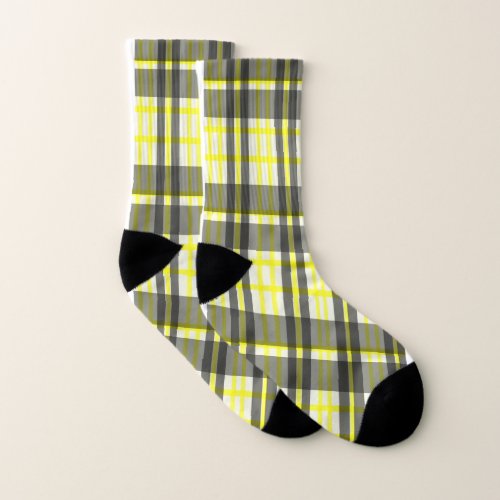 Yellow and Black Plaid Socks