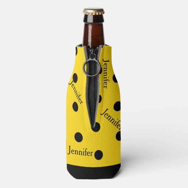 Yellow and Black Polka Dot Custom Bottle Cooler (Bottle Back)