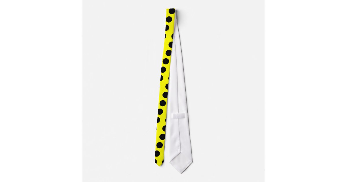 Yellow and black polka dot necktie | Zazzle
