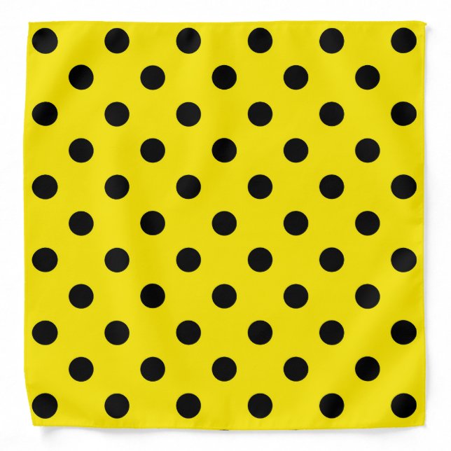Yellow and Black Polka Dots Bandana (Front)