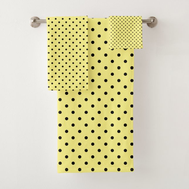 Yellow and Black Polka dots Bath Towel Set (Insitu)