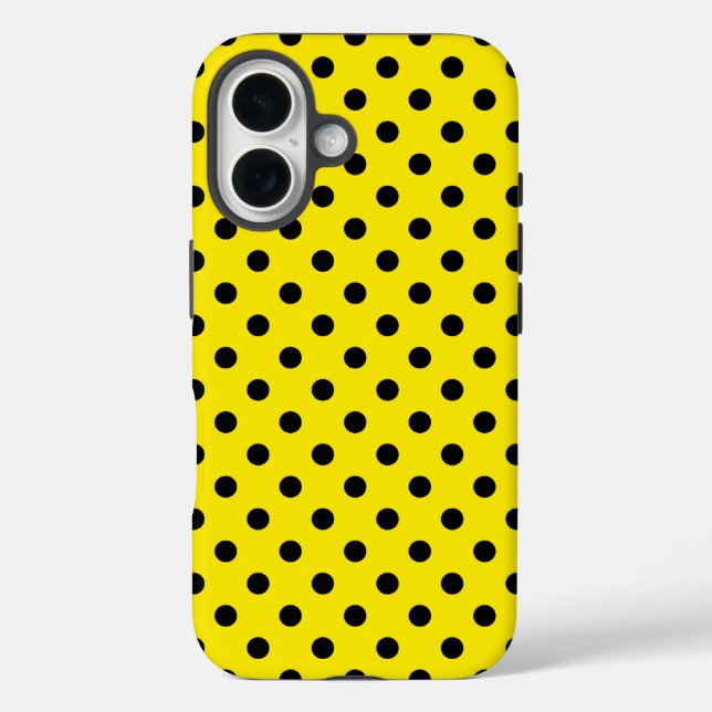 Yellow and Black Polka Dots Case-Mate iPhone Case (Back)