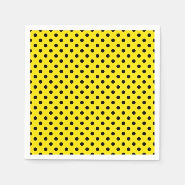 Yellow and Black Polka Dots Napkins (Front)