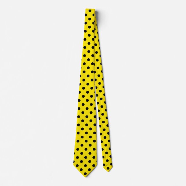 Yellow and Black Polka Dots Neck Tie (Front)