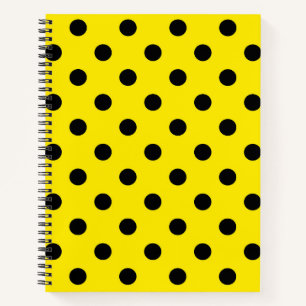 Yellow and Black Polka Dots Notebook