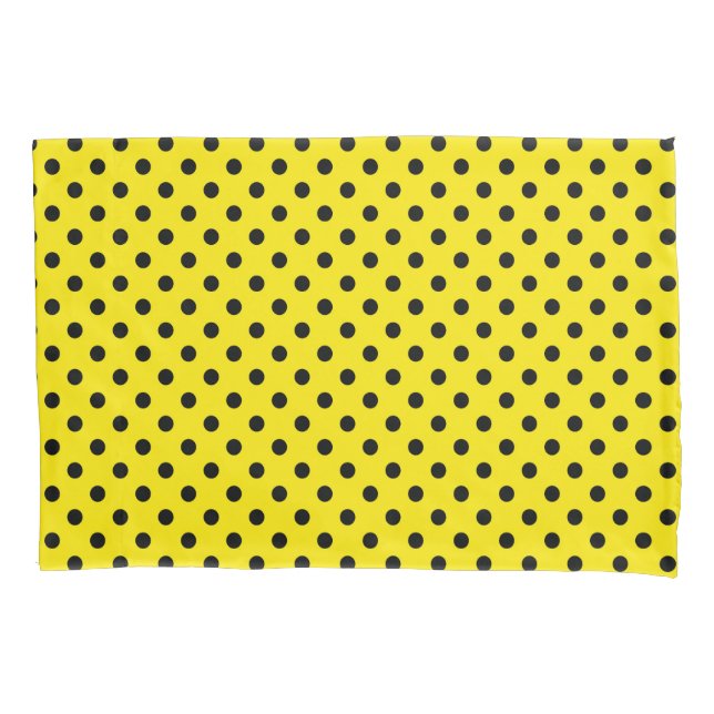 Yellow and Black Polka Dots Pillow Case (Front)