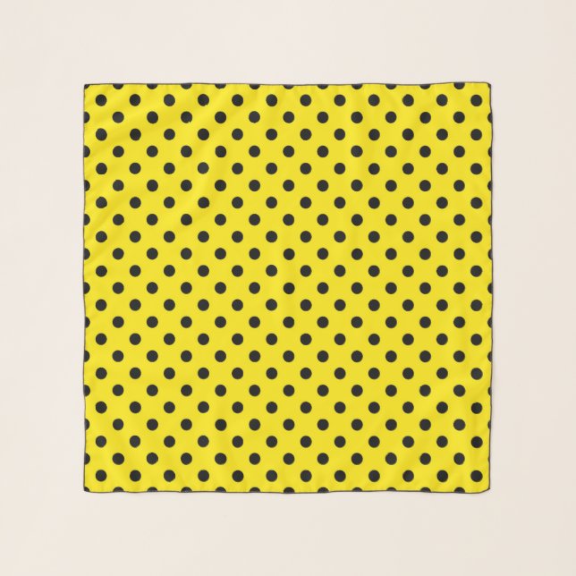 Yellow and Black Polka Dots Scarf (Front)